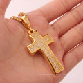 Fashion Brass Charms Cross Pendants Necklace With Zircon Micro Inlay